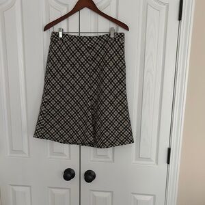 LOFT Black and White Knee-Length A-Line Skirt
